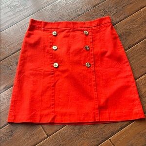 J Crew Vibrant Orange Button-Front Women's Skirt - Size 10